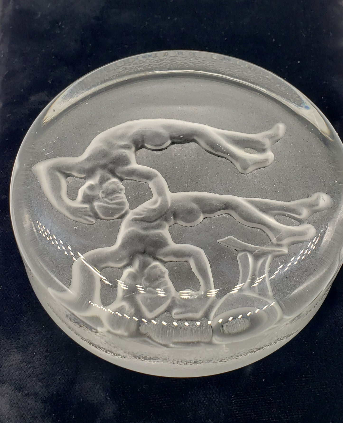 Gemini Reverse Etched frosted glass paperweight