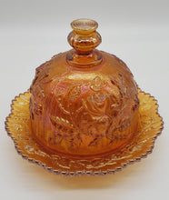 Load image into Gallery viewer, Carnival glass Imperial rose butter dish
