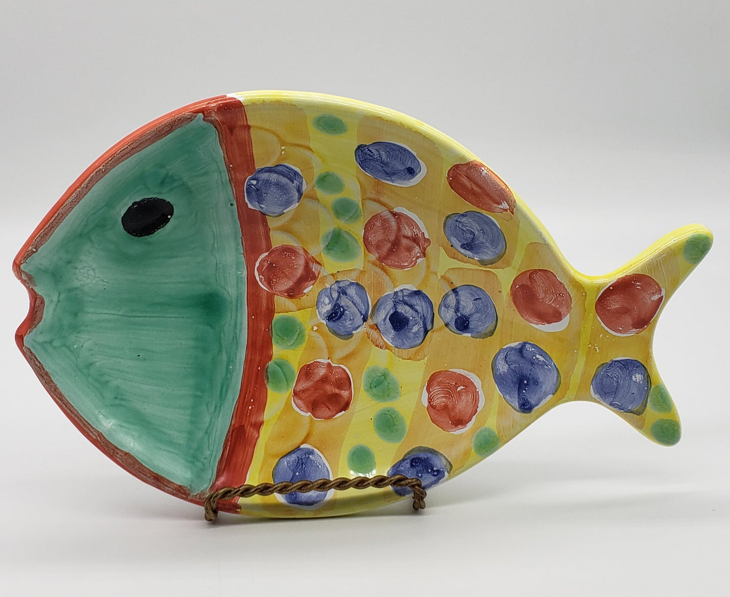 Decorative Hand Painted Fish Wall Hanging Italian Pottery -3