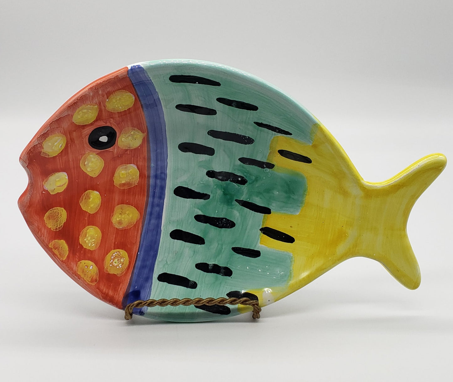 Decorative Hand Painted Fish Wall Hanging Italian Pottery -4