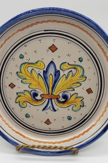 Hand Painted Italian Dipinto A Mano Deruta Handled Dish Plate