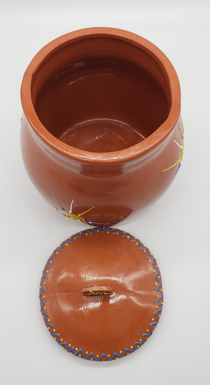 Southwest Sun Glazed Terracotta lidded canister