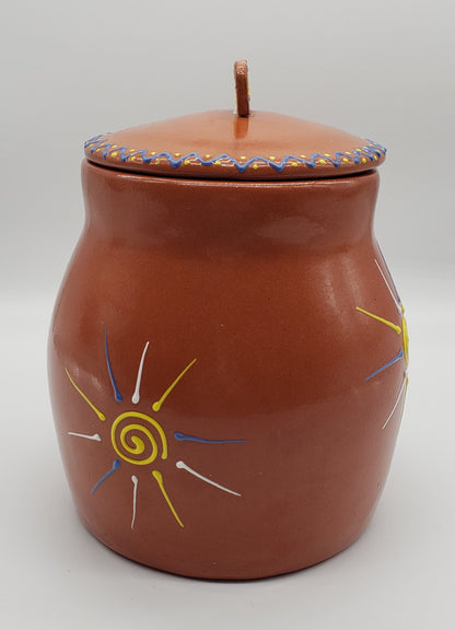 Southwest Sun Glazed Terracotta lidded canister