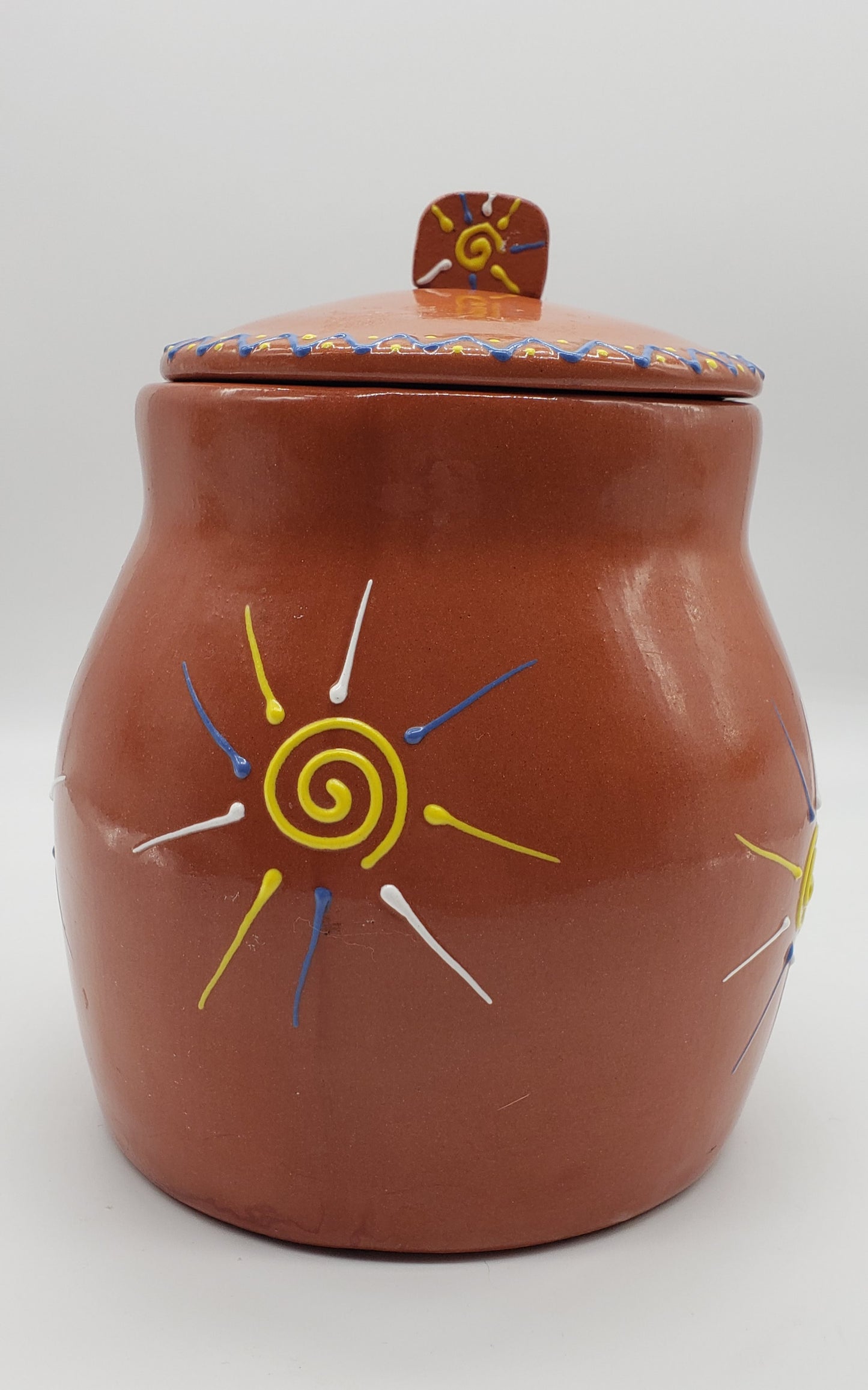 Southwest Sun Glazed Terracotta lidded canister