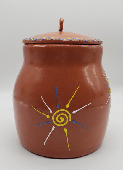 Southwest Sun Glazed Terracotta lidded canister