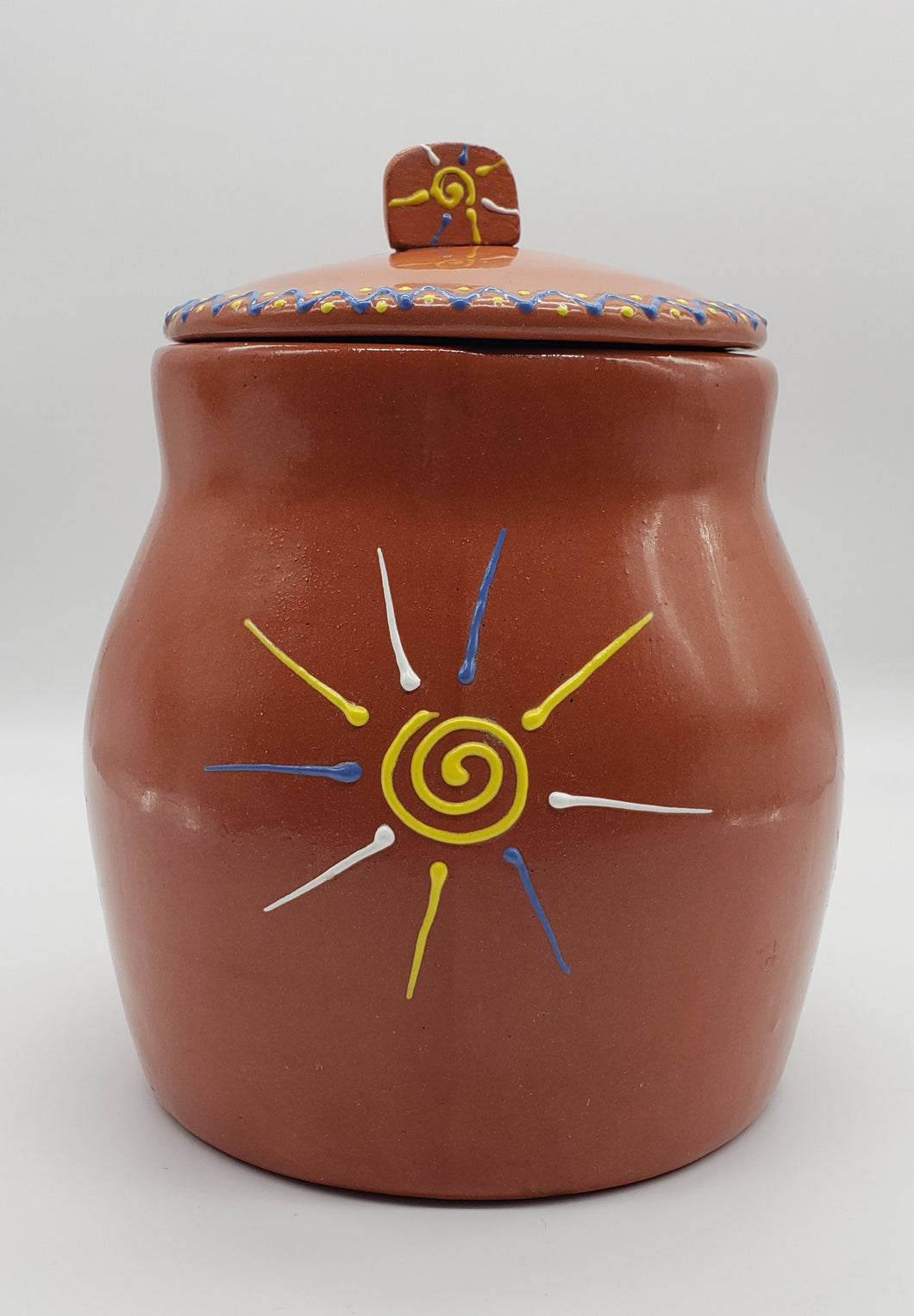 Southwest Sun Glazed Terracotta lidded canister