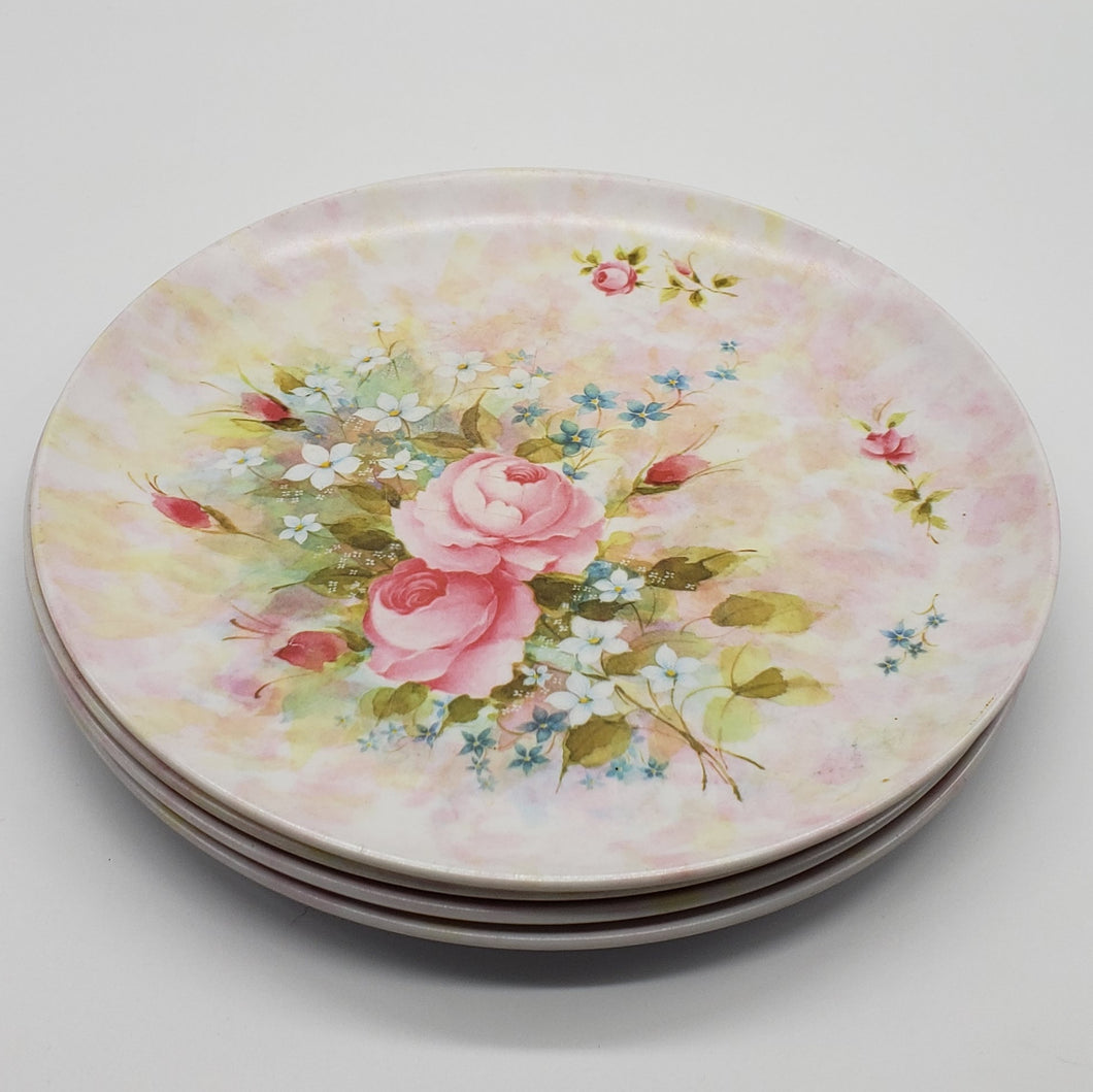 Rose Pattern Melamine Dinner Plate (set of 4)