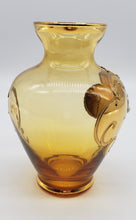 Load image into Gallery viewer, Czech Glass Vase, Yellow w/Enameled Flowers Mini Vase
