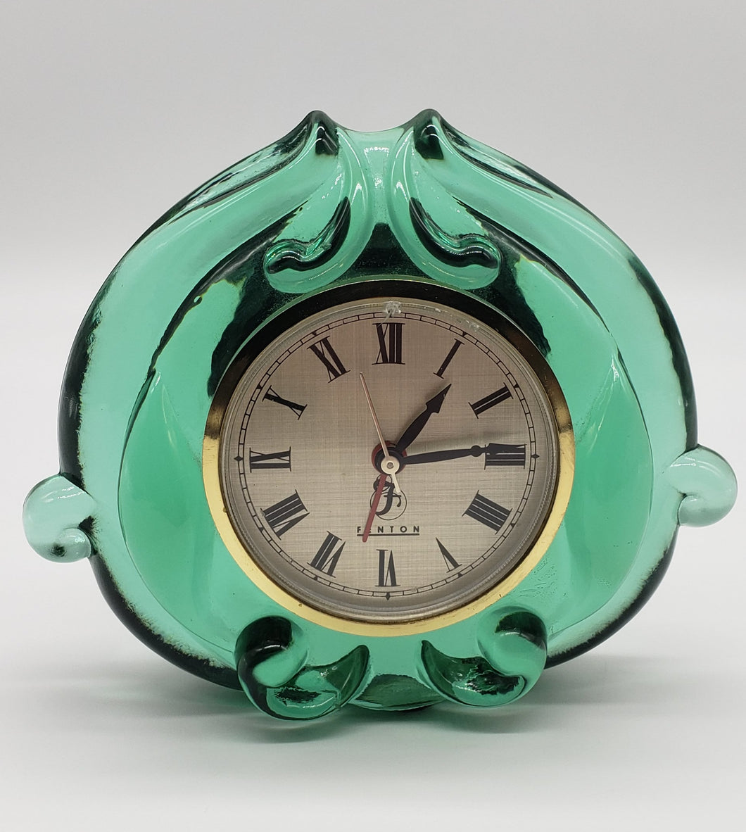 Fenton Green Glass Alarm Clock