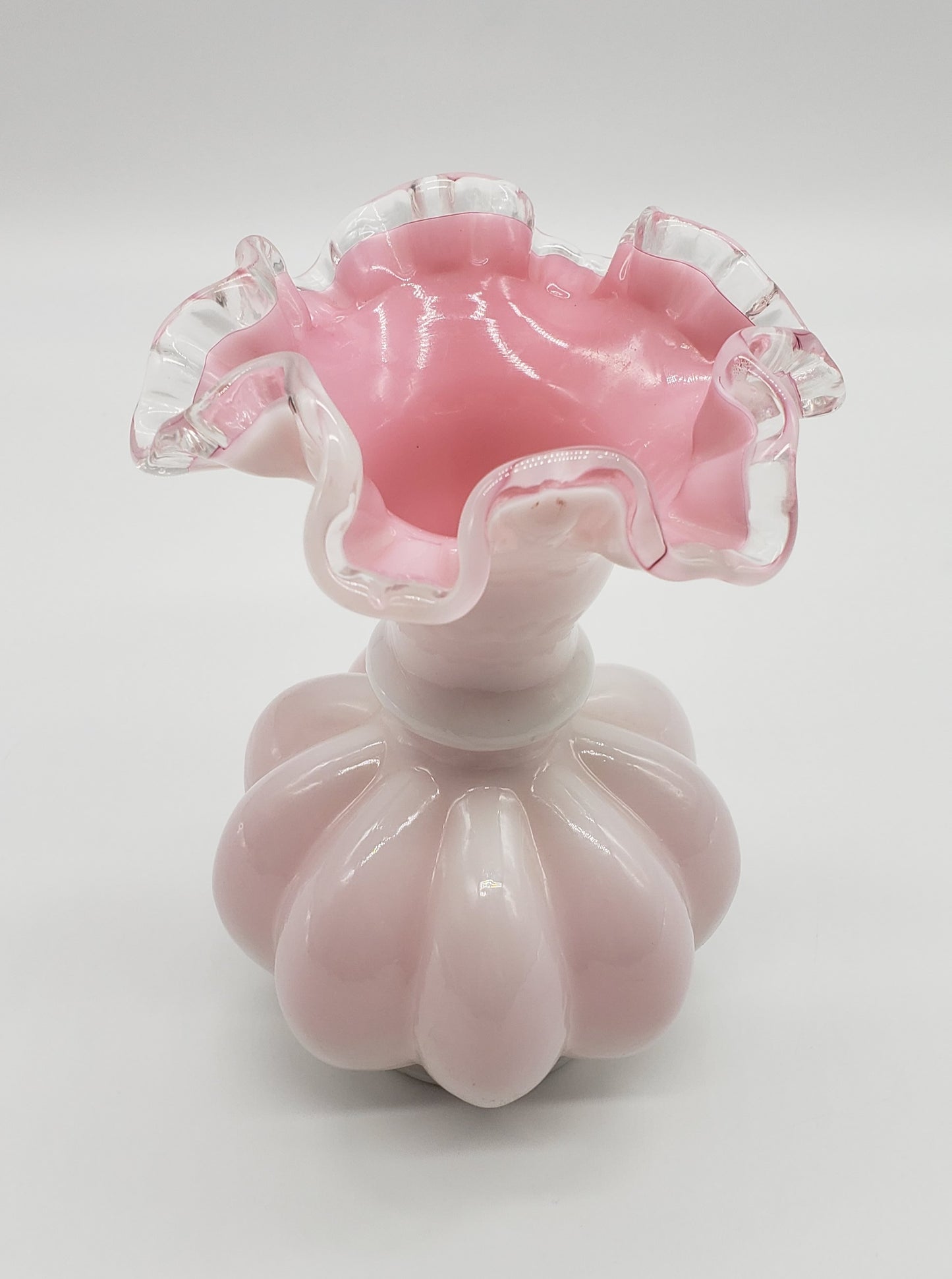 Fenton Charleton Art Glass Vase, Encased Melon Vase