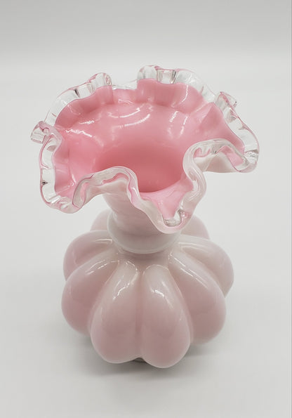 Fenton Charleton Art Glass Vase, Encased Melon Vase