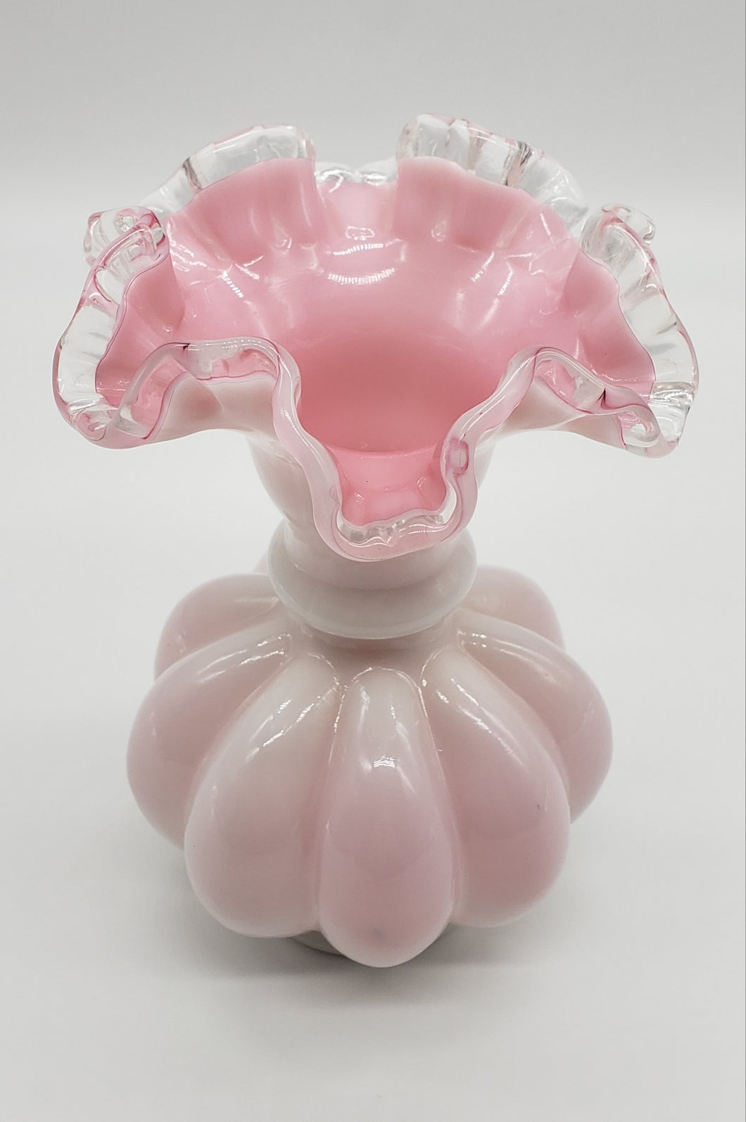 Fenton Charleton Art Glass Vase, Encased Melon Vase