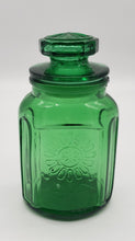 Load image into Gallery viewer, Wheaton Pressed Glass Emerald Green Sunflower Jar
