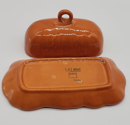 Laurie Gates Orange Ceramic Covered Butter Dish