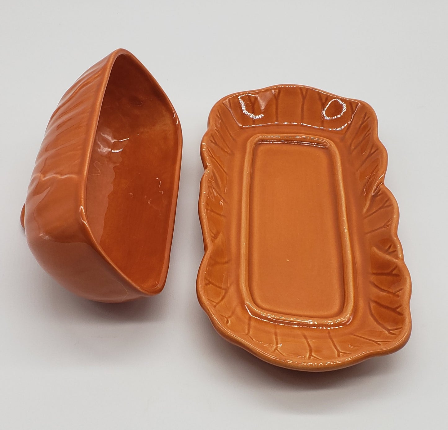 Laurie Gates Orange Ceramic Covered Butter Dish