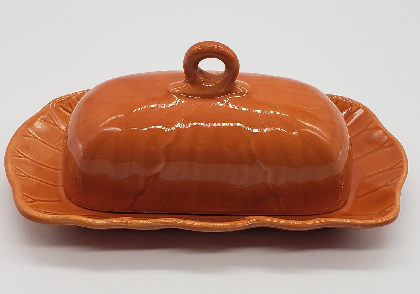 Laurie Gates Orange Ceramic Covered Butter Dish