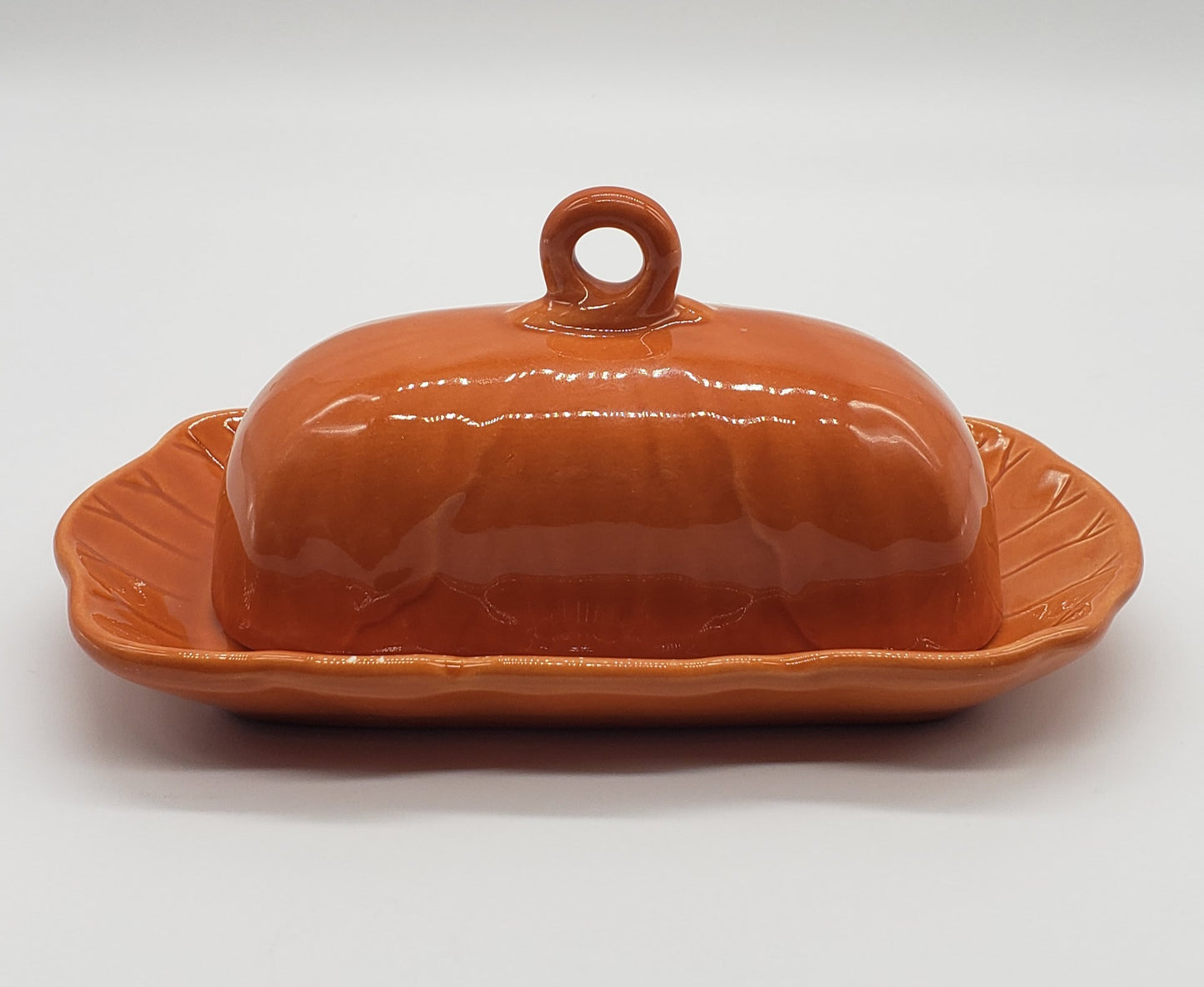 Laurie Gates Orange Ceramic Covered Butter Dish