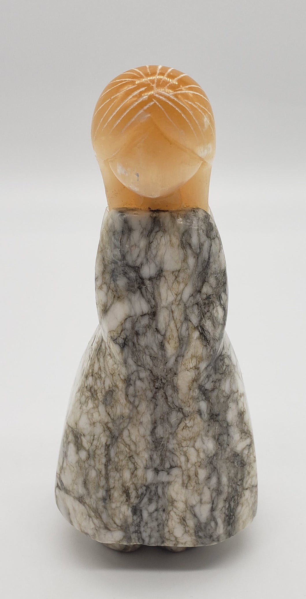 Unsigned Carved Stone Girl/Woman Wearing Dress With Long Hair
