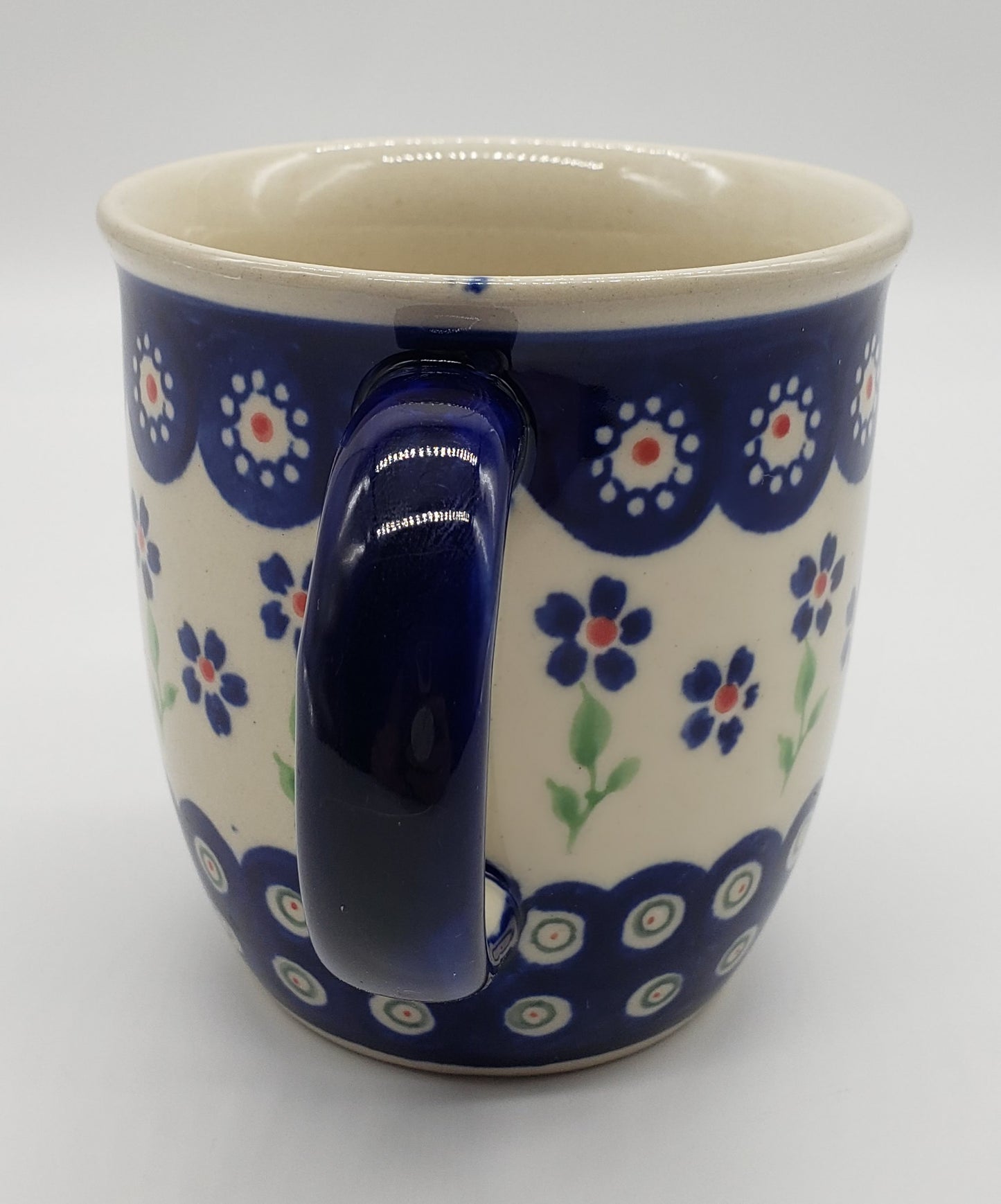 Polish Pottery Mug - Bright Peacock Daisy