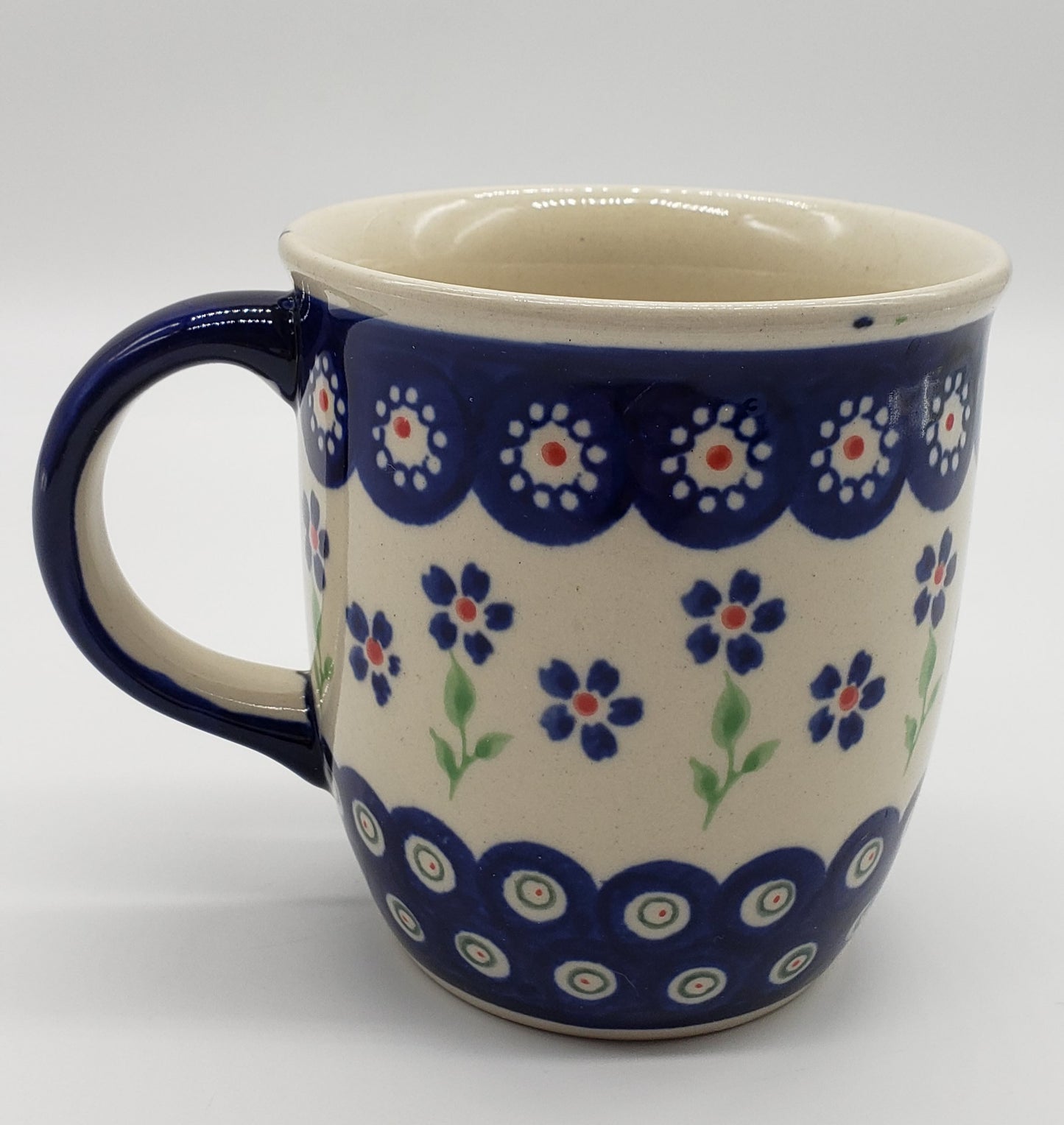 Polish Pottery Mug - Bright Peacock Daisy