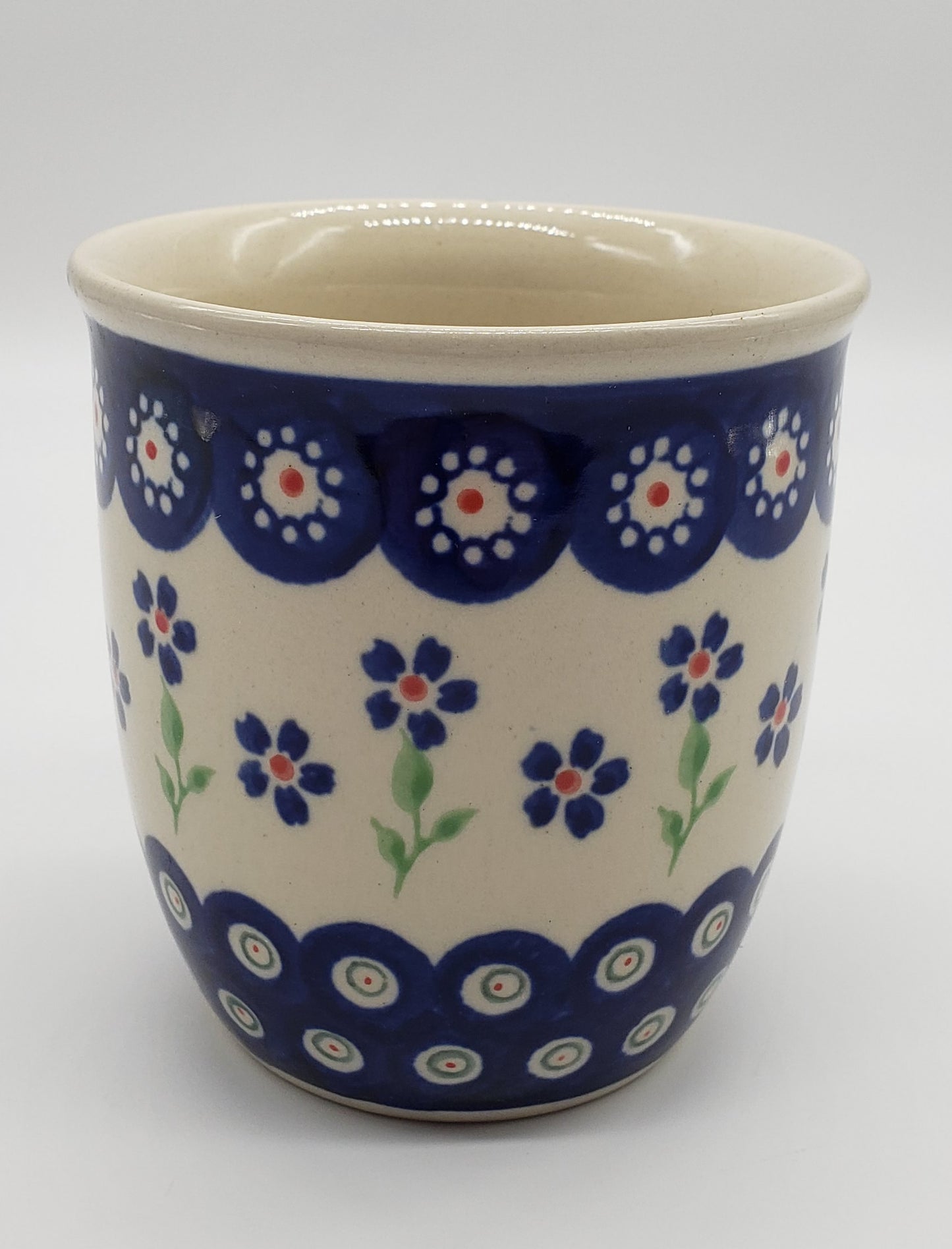 Polish Pottery Mug - Bright Peacock Daisy