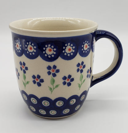 Polish Pottery Mug - Bright Peacock Daisy