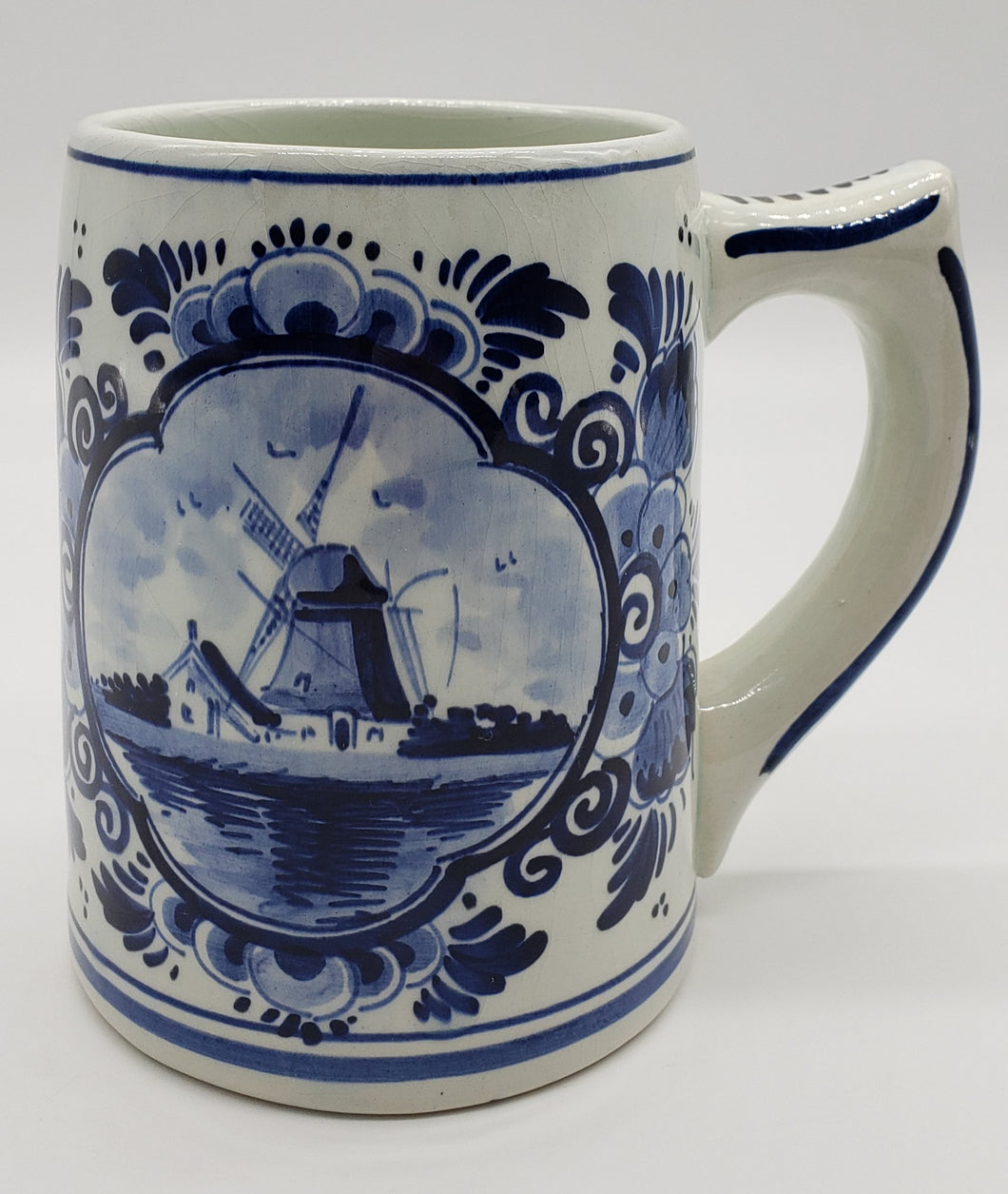 Delft Blue White Ceramic Stein Mug Cup Holland
