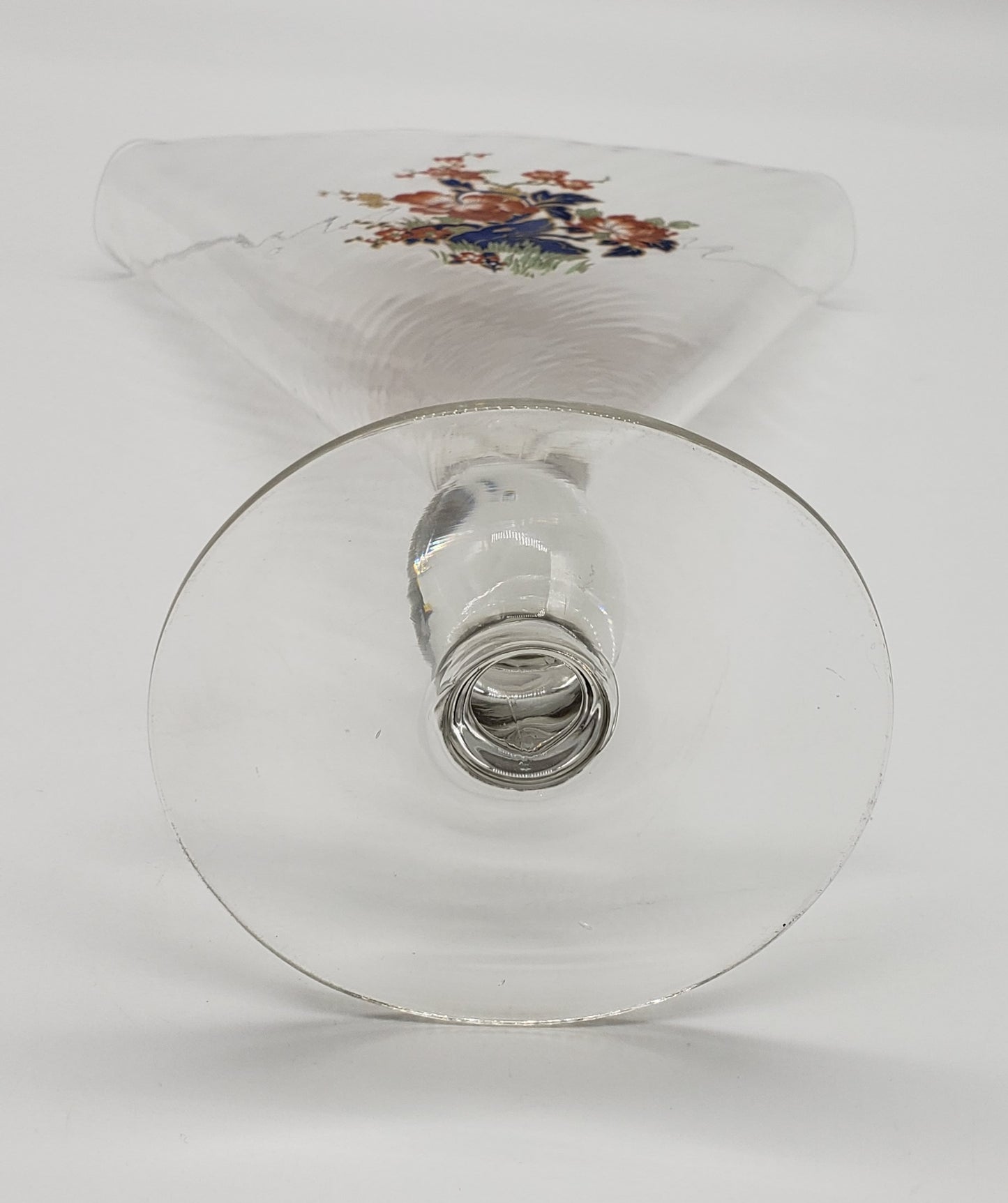 Clear Glass Fan Vase with Flowers