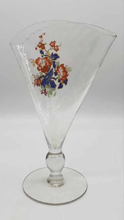 Clear Glass Fan Vase with Flowers