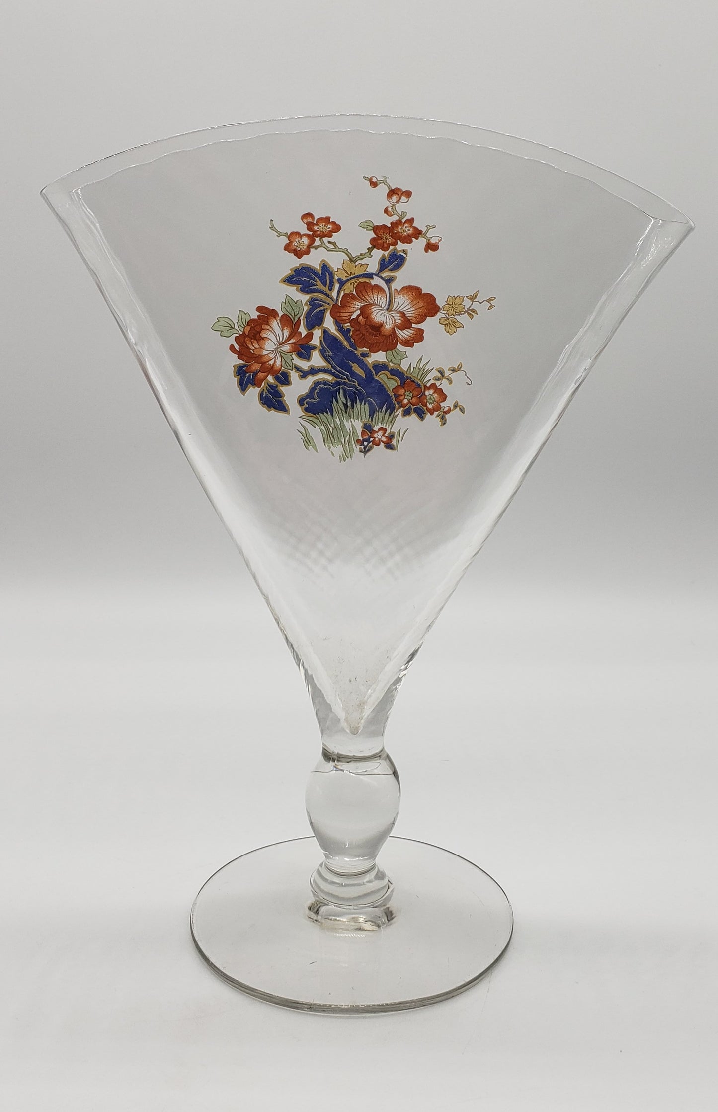 Clear Glass Fan Vase with Flowers