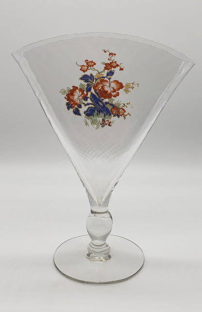 Clear Glass Fan Vase with Flowers