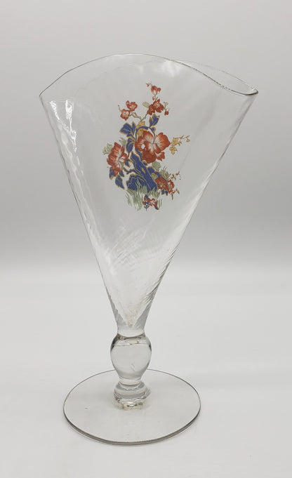 Clear Glass Fan Vase with Flowers