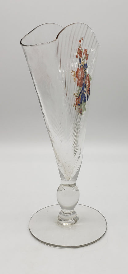 Clear Glass Fan Vase with Flowers