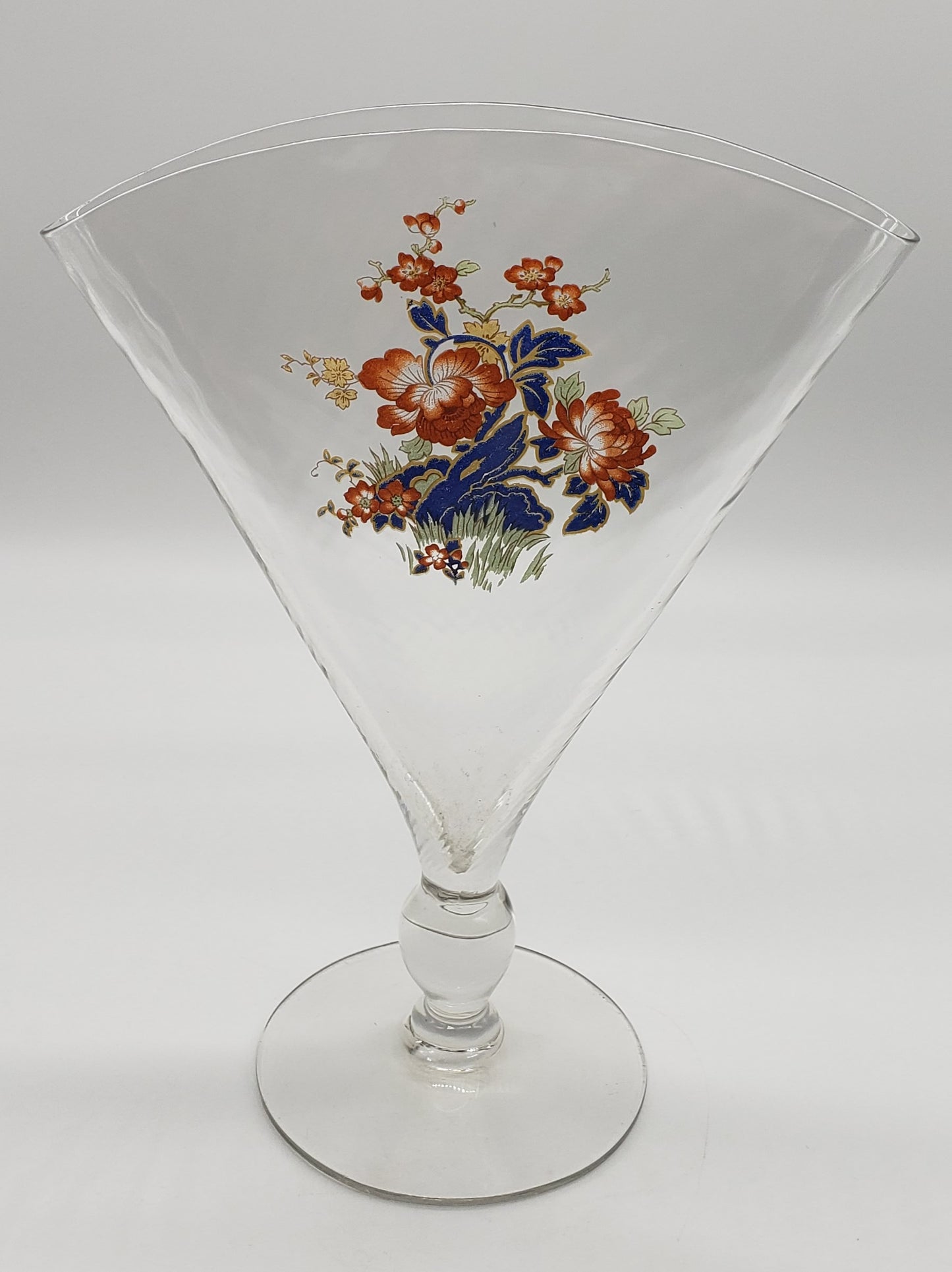 Clear Glass Fan Vase with Flowers