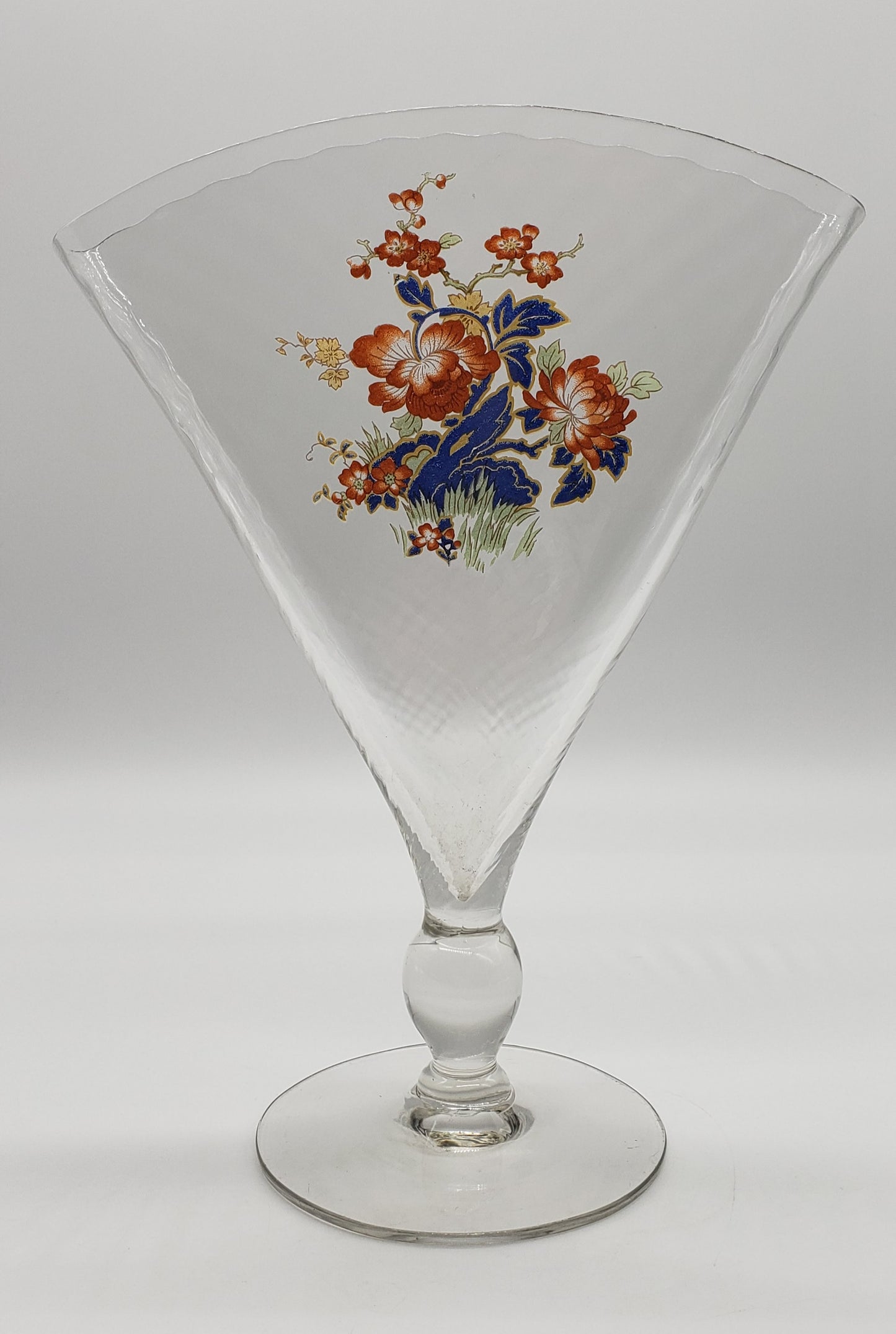 Clear Glass Fan Vase with Flowers