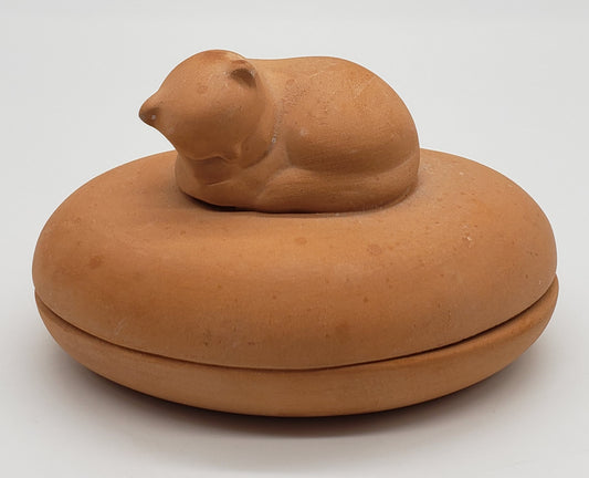 Terracotta Trinket Dish with Cat lid