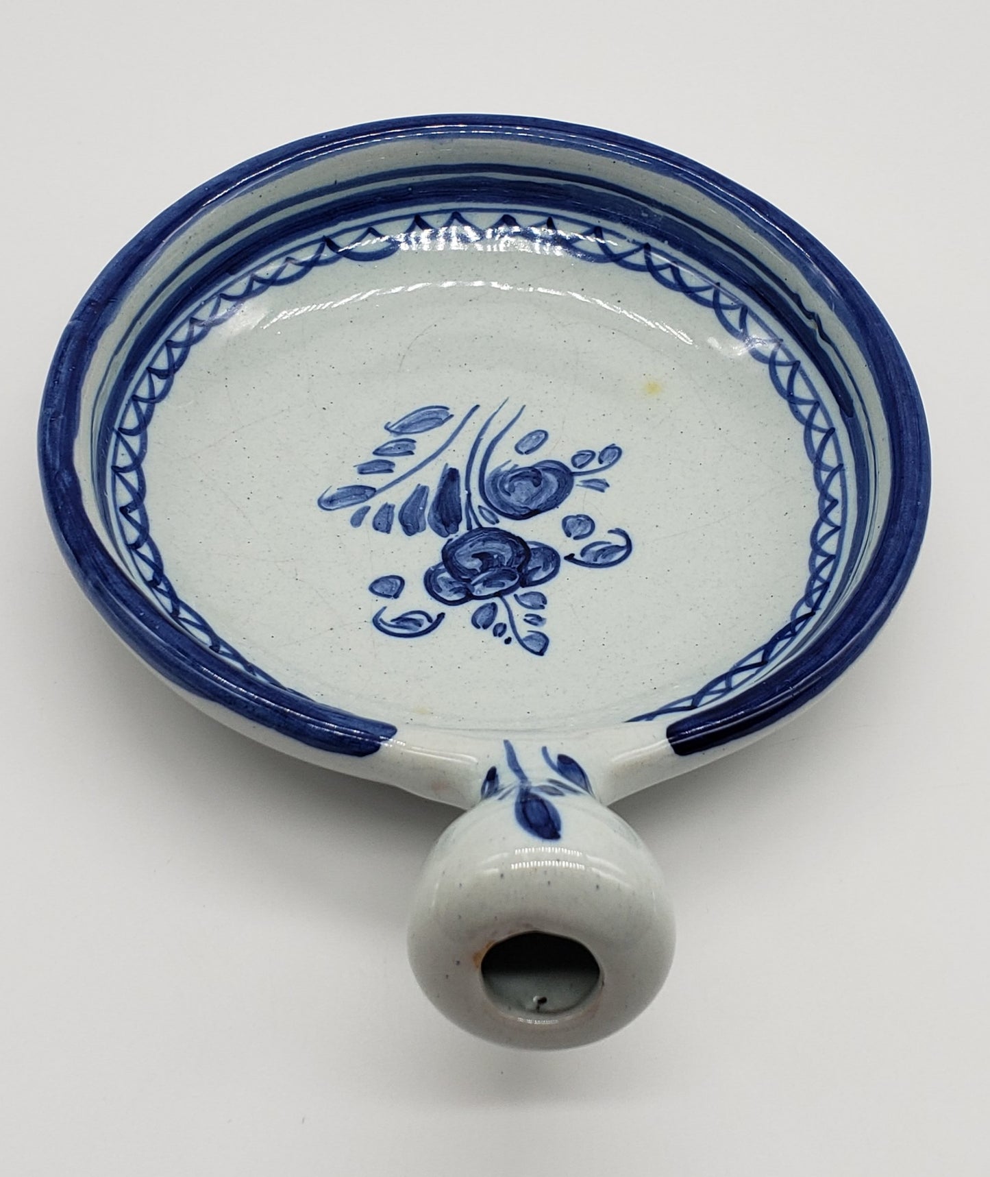 Talavera Spain Bowl with Handle Blue Flower