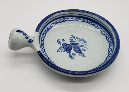 Talavera Spain Bowl with Handle Blue Flower