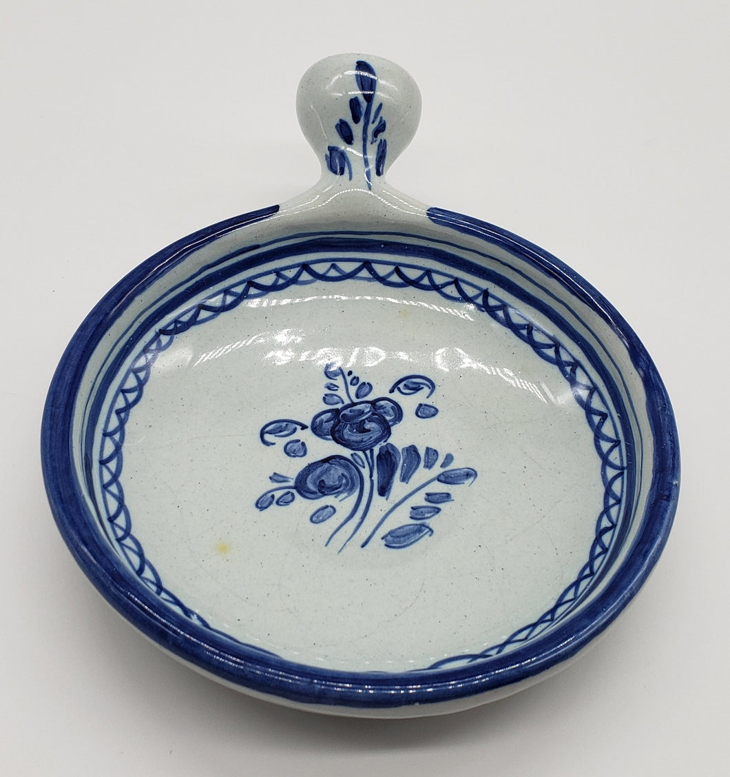 Talavera Spain Bowl with Handle Blue Flower