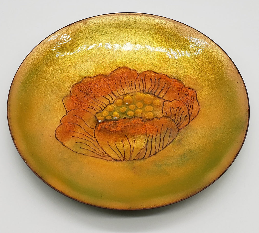 Pearl Porter Vintage Artist Handcrafted Enamel on Copper Plate Flowers - Signed