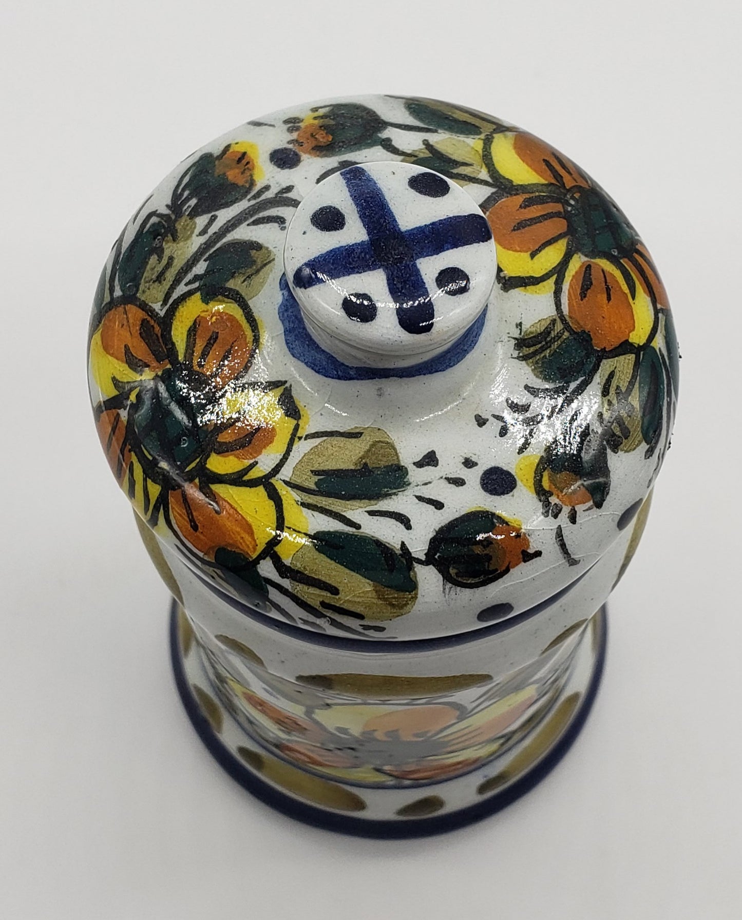 Vintage Flower Pattern Spice Jar - Made in Spain