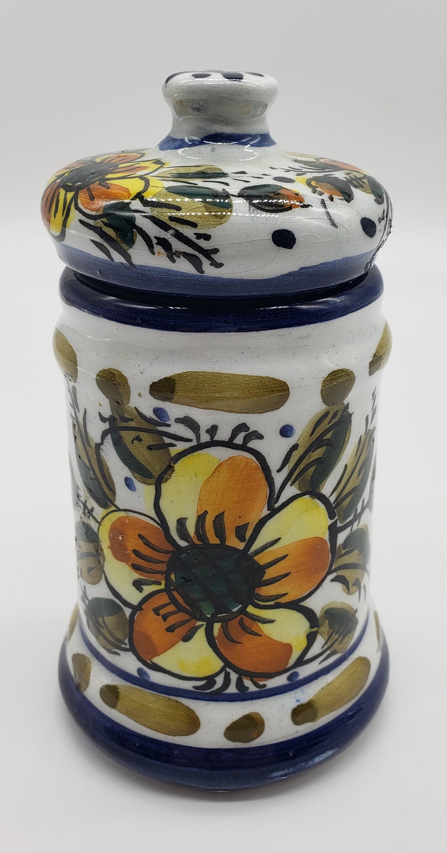 Vintage Flower Pattern Spice Jar - Made in Spain