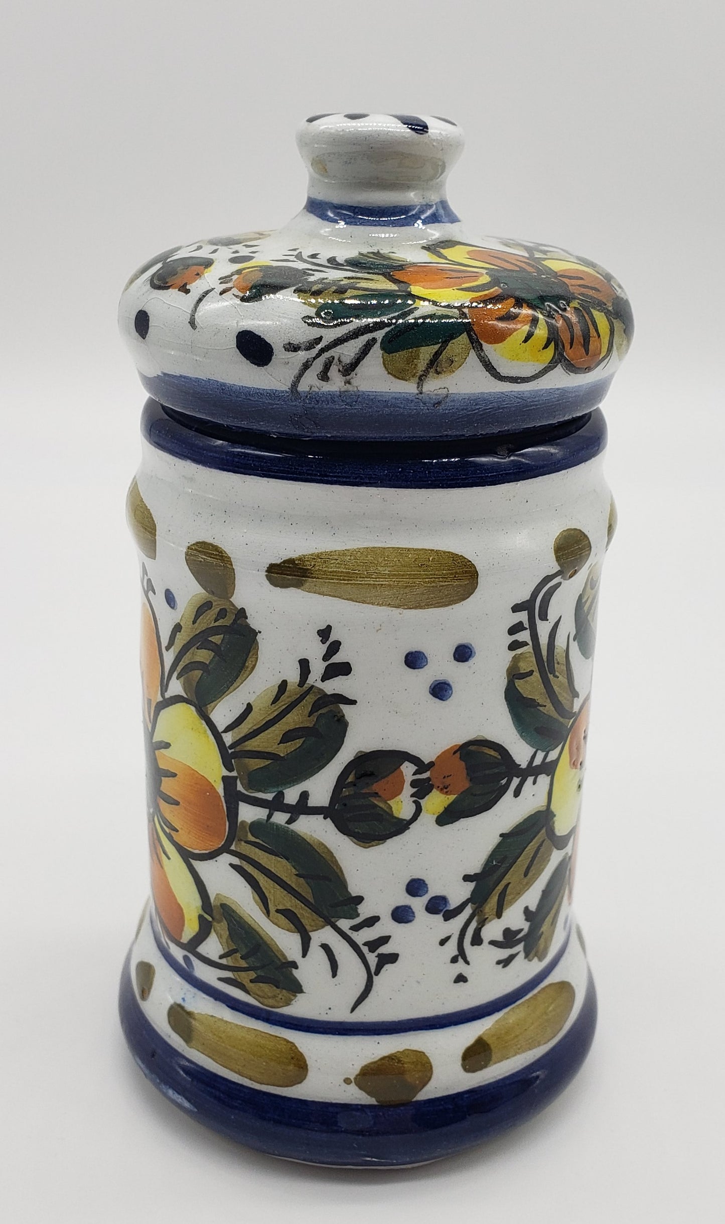 Vintage Flower Pattern Spice Jar - Made in Spain