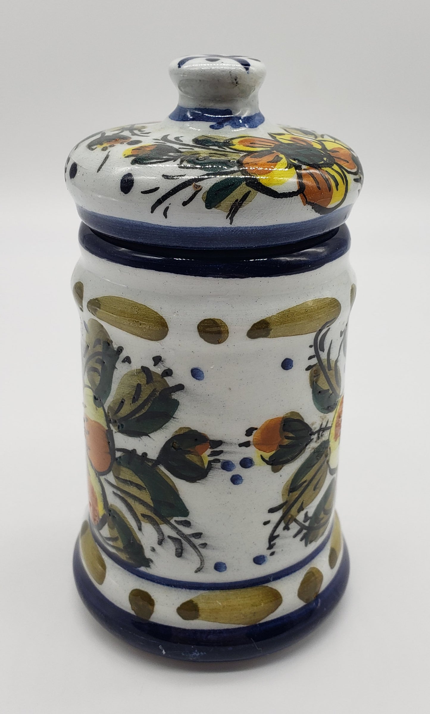 Vintage Flower Pattern Spice Jar - Made in Spain