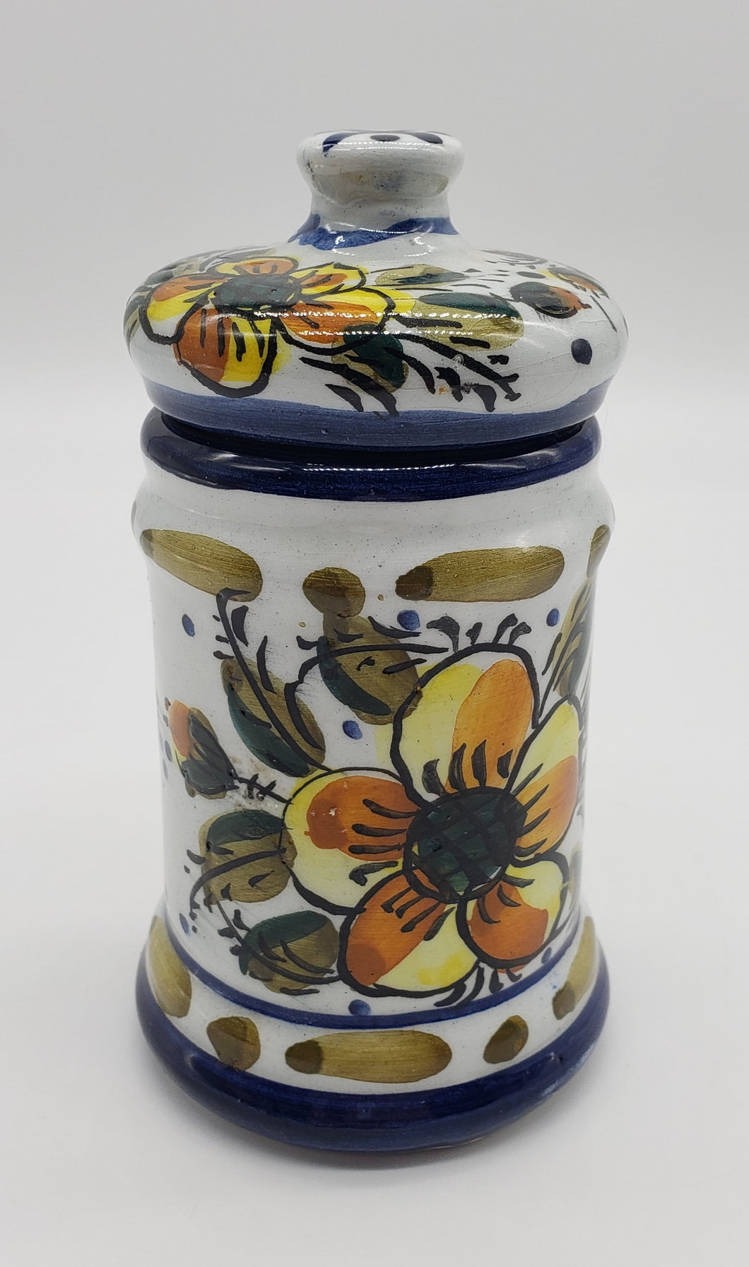 Vintage Flower Pattern Spice Jar - Made in Spain