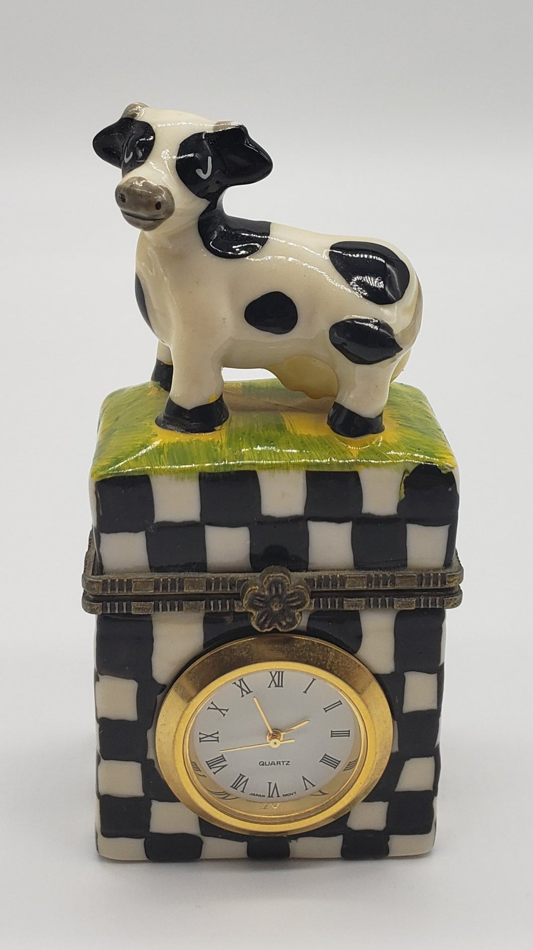 Cow Clock Trinket Box