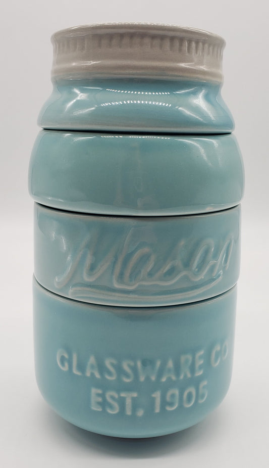 Blue mason jar measuring cup set