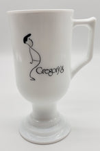 Load image into Gallery viewer, Gregory&#39;s Footed Milk Glass Mug Vintage Pedestal Silhouette Coffee Cup
