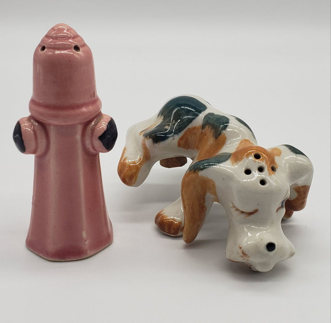 Dog and Fire Hydrant Salt and Pepper Shakers