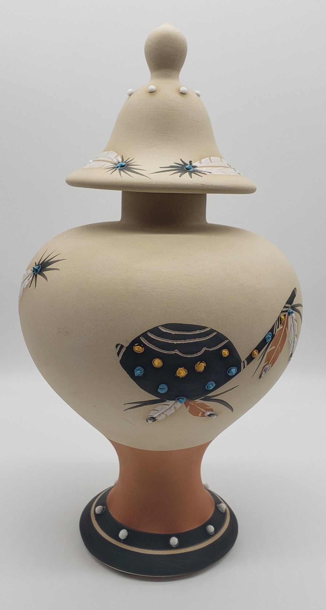 Betty Selby Native American Pottery Lidded Urn - Signed